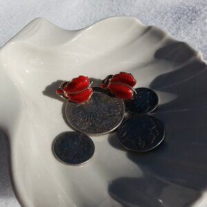 Volmer Bahner Sterling & Enamel Leaf Earrings